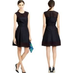 J Crew Black Perforated A-Line Dress Sleeveless Silk-Cotton Sz 4